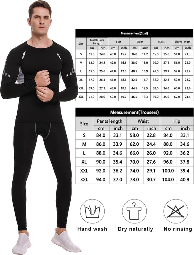 Detalle de Terecey intimo termico uomo invernale traspirante, felpato e compressione (set completo, taglie S–XXL)