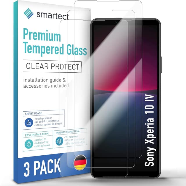 Detalle de smartect Vetro Temperato per Sony Xperia 10 IV (3 pezzi, Clear) con durezza 9H e installazione senza bolle