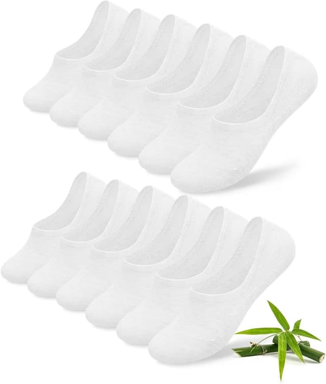 Detalle de FALARY Bamboo No Show Trainer Socks (Invisible Low Cut Ankle) – 6 Pairs