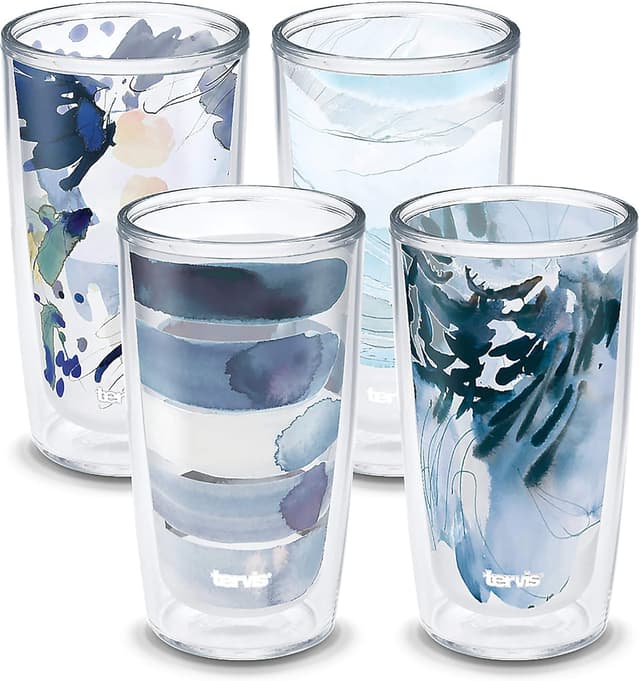Detalle de Tervis Kelly Ventura Crystal True Blue Collection Double-Wall Insulated Tumbler (16 oz) — Set of 4