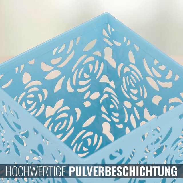 Detalle de RICOO Pot à Crayon B003-HB en fer : organisateur de bureau pour stylos et fournitures (bleu clair)