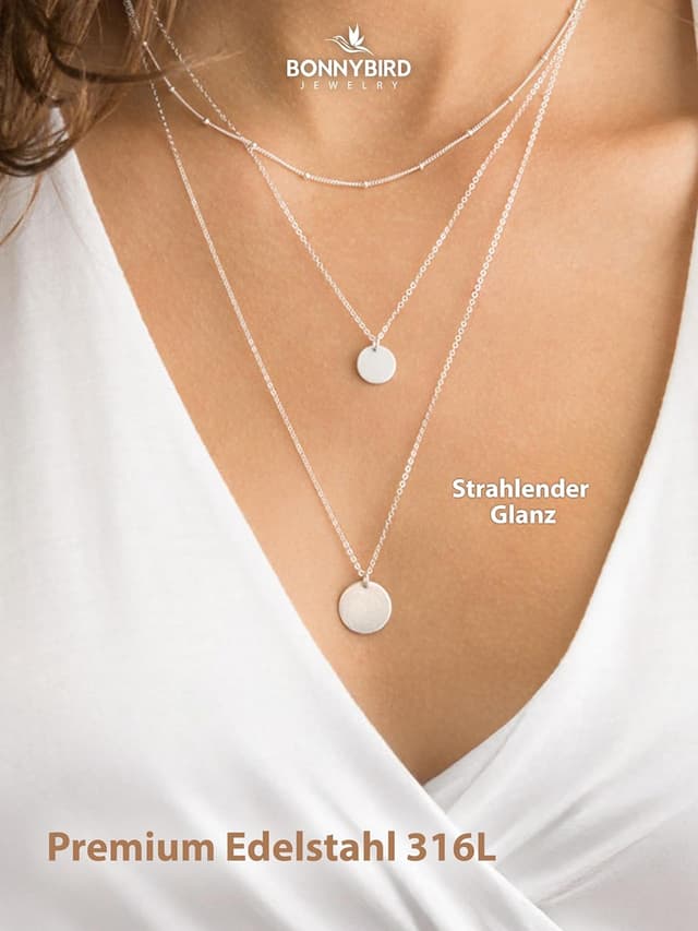 Detalle 2 de BONNYBIRD BonnySydney: wassfestes Edelstahl-Ketten-Set für Damen in Silber, Gold & Roségold