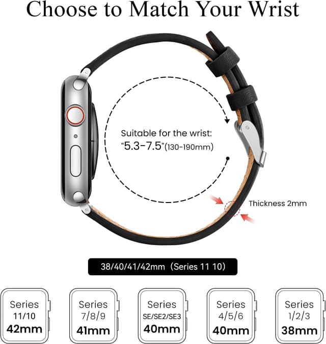 Detalle 2 de SUNFWR leather Apple Watch strap 38 41mm