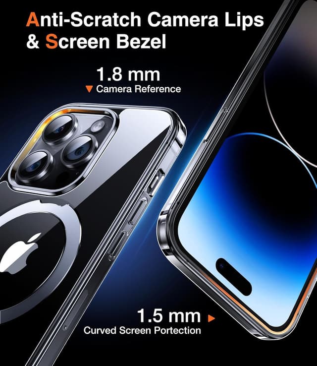 Detalle de Chicfun 3-in-1 Magnetic + KickStand + Ring Holder case for iPhone 13 Pro (MagSafe compatible) – Transparent