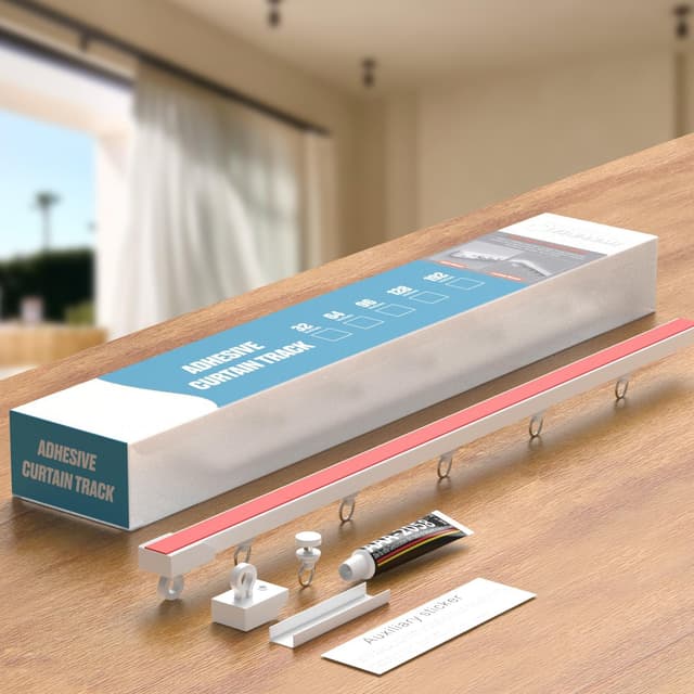 Detalle 2 de YLNANMI rail de rideau adhésif sans perçage 8x40 cm (320 cm) pour mur et plafond