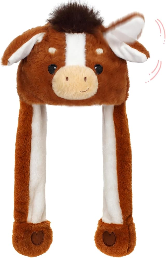 Detalle de Deletoys Animal Hat with Moving Ears, Jumping Pop-Up & Beating Plush Cap for Kids