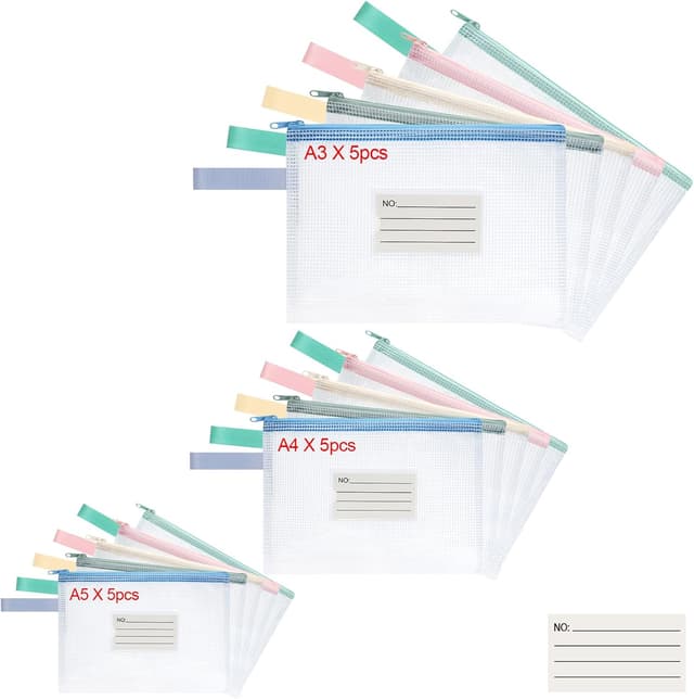 Detalle de OFFCUP Pochette PVC Zip 15 pièces A3+A4+A5