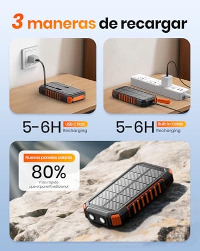 Thumbnail 8 de ADDTOP Power Bank Solar 27000mAh ☀️ Cargador Rápido Inalámbrico