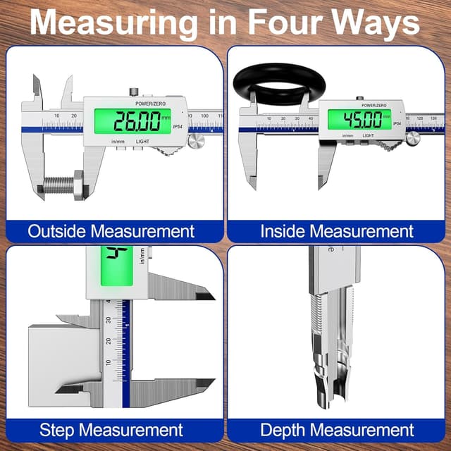 Detalle de Pied à coulisse numérique Preciva 150 mm avec rétroéclairage et écran LCD (Rechargeable, IP54) – conversion mm/pouce