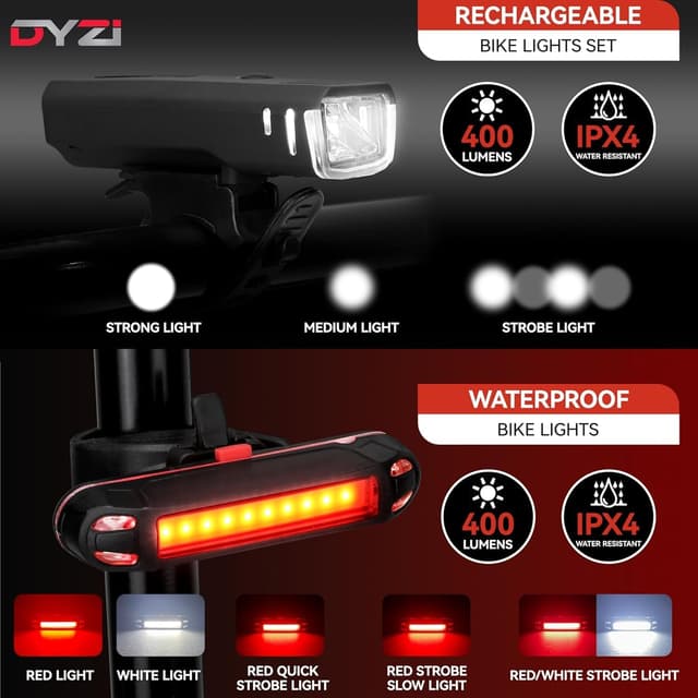 Thumbnail 2 de USB Rechargeable Front & Back Bike Light Set