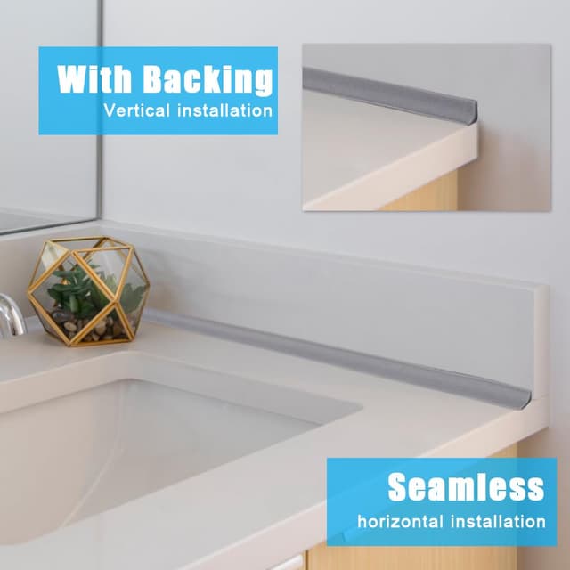 Detalle de flintronic Barriera doccia in silicone autoadesiva grigia, 12 mm (soglia e striscia antiritenzione)