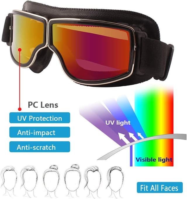 Detalle 2 de Ashilun Retro pilot goggles for moto riding