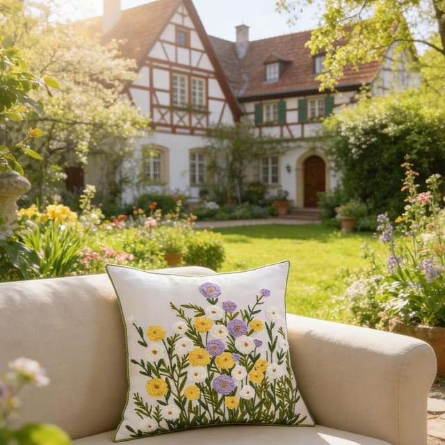 Thumbnail 6 de Tosleo Kissenbezug 45x45 Orange Blumen