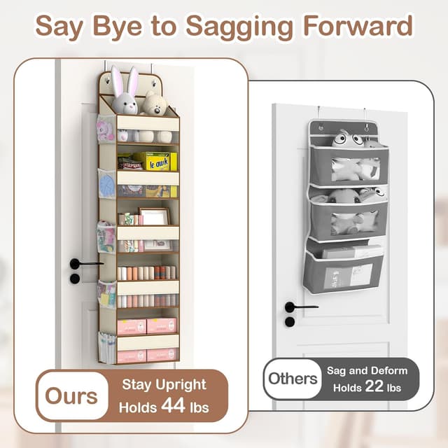 Detalle de LAMU 5-Etagen Tür-Organizer zum Hängen – schwingungssicherer Schrank-Organizer für Kinderzimmer & Bad, Beige