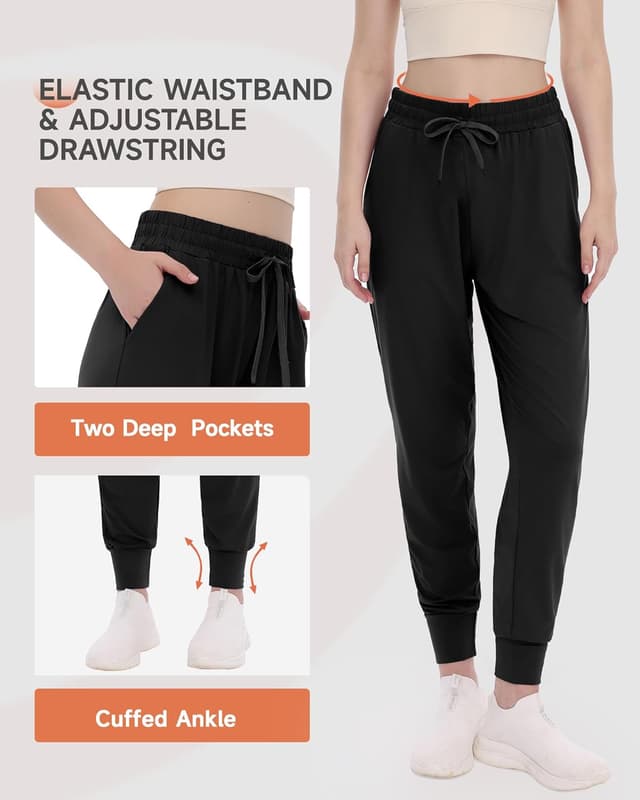Detalle de GAYHAY Women’s Joggers with Pockets — Lightweight Sweatpants for Yoga, Gym & Running