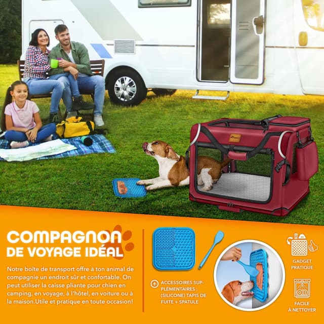 Detalle de TRESKO Cage pliable pour chien et chats avec tapis de léchage, spatule et réflecteurs (taille S)