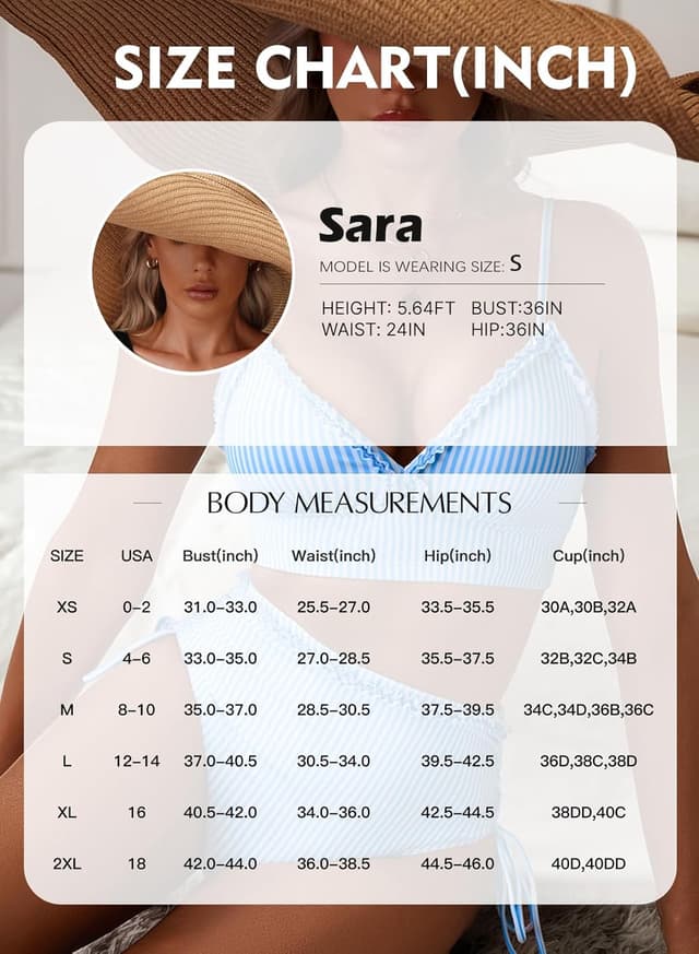 Detalle de Herseas Women’s Splice Ruffle Trim Tie-Side High-Waisted Bikini Set