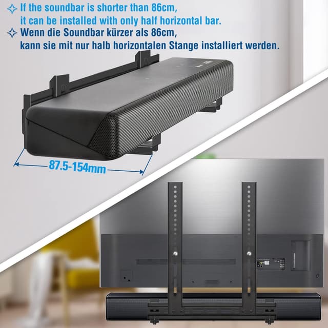 Detalle de Mounting Dream MD5425-03 Universal Soundbar-Halterung bis 9 kg mit Anti-Rutsch-Sockel