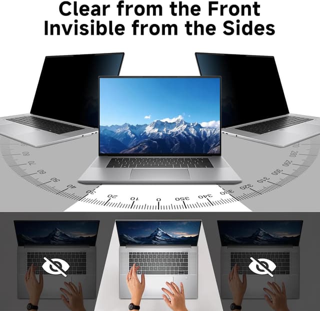 Detalle 2 de STARY 14-inch Magnetic Laptop Privacy Screen (16:9) with Anti-Spy & Blue Light Glare Reduction