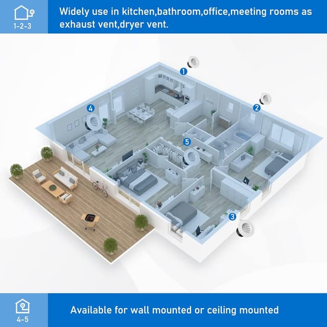 Detalle 2 de Hon&Guan griglia di ventilazione rotonda in ABS Ø 100 mm, 2 pezzi, con protezione insetti