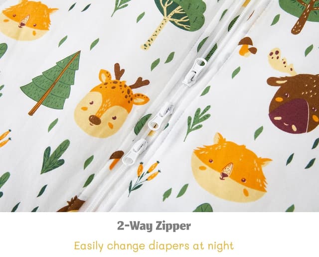 Detalle de Chilsuessy Baby Schlafsack mit Füßen 2,5 Tog (Wald Tiere) – Winter-Schlafstrampler, passend je nach Babygröße
