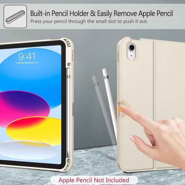 Detalle 1 de FINTIE Hülle mit abnehmbarer Tastatur für iPad (A16) 11/10.9 Generation 2025/2022 – QWERTZ, magnetisch, Champagner