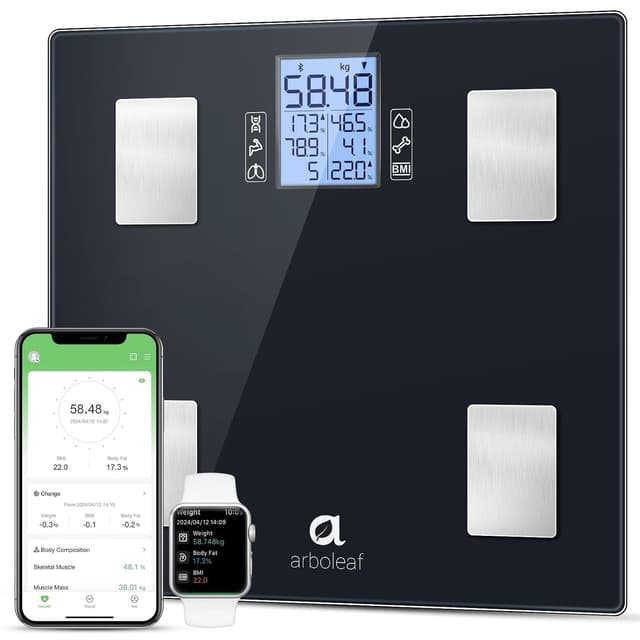 Detalle de arboleaf Smart Bathroom Scales with 14 Measurements (28st/180kg/400lb)