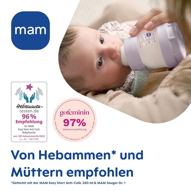 Detalle de MAM Easy Start Anti-Colic Neugeborenen-Set (0+) mit 4 Babyflaschen & 1 Start-Schnuller, mint