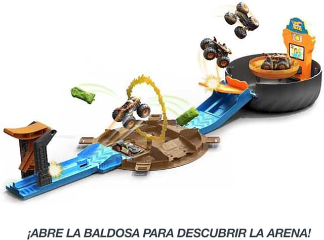 Thumbnail 2 de Hot Wheels Monster Trucks Pista Acrobacias con 3 Vehículos 🚙