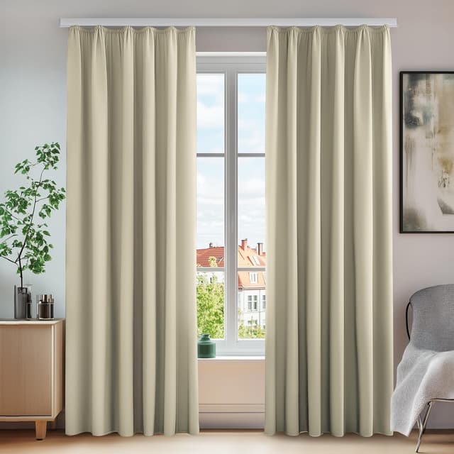 Detalle de Deconovo Thermovorhang 260x140 cm Beige 2er Set