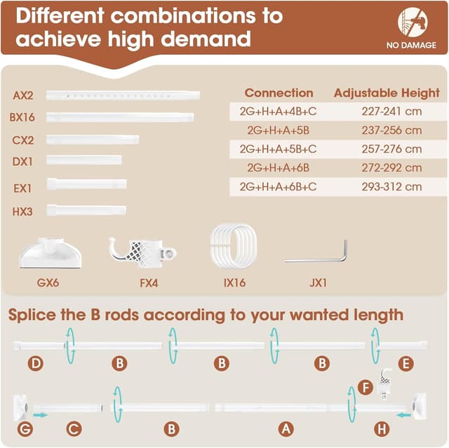 Thumbnail 5 de WELDUN Tringle verticale 227–312 cm 📏