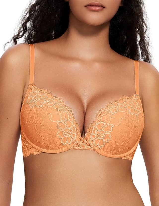Detalle 2 de Deyllo Push-Up-BH für Damen mit Spitze und Bügel – gepolsterter Büstenhebe-Effekt