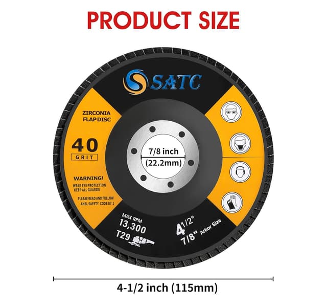 Thumbnail 3 de S SATC Flap Discs 115mm 40 Grit 10 Pack