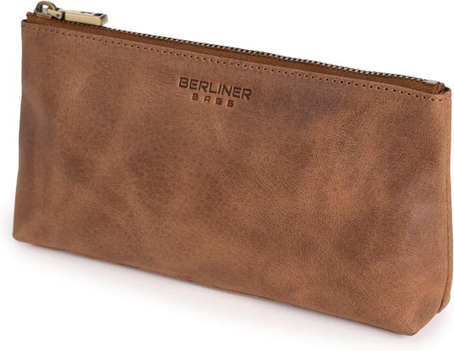 Detalle de Berliner Bags Anna trousse de toilette en cuir véritable marron (19 x 10 x 3 cm)