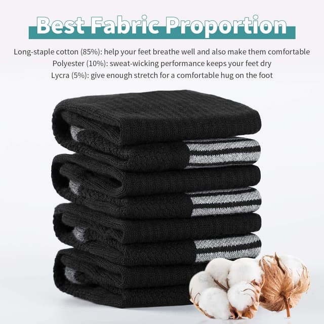 Detalle de Lapulas Mens Socks 6 Pairs Thermal Sports Cotton Crew Socks – cushioned, breathable unisex trainers socks