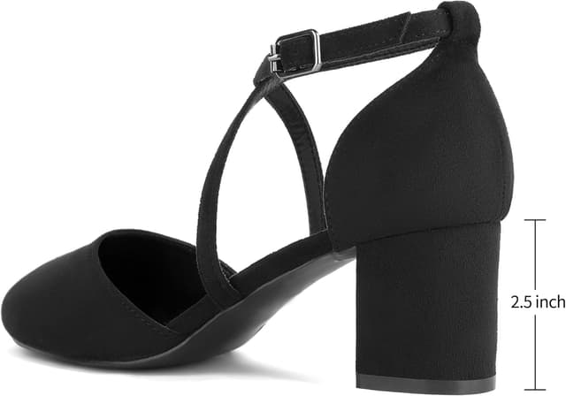 Detalle de Greatonu Women’s Low Block Heeled Dress Pumps (2.5 Inch) with Cross Ankle Strap