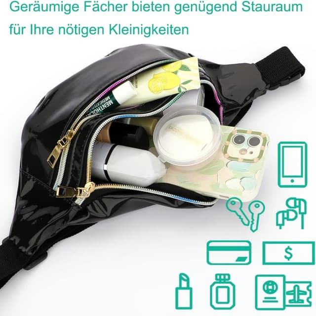 Detalle de TBoonor Bauchtasche Schwarz mit 3 Fächern