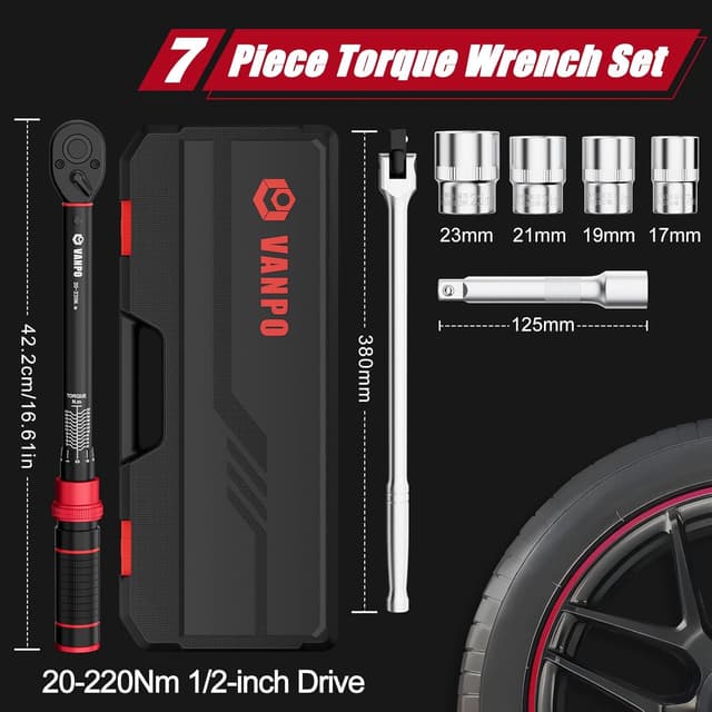 Detalle 2 de VANPO 1/2" Drehmomentschlüssel 20-220 Nm