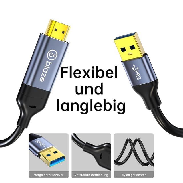 Thumbnail 3 de biaze ZH213 USB‑auf‑HDMI Adapterkabel 1 m, 1080p 60Hz