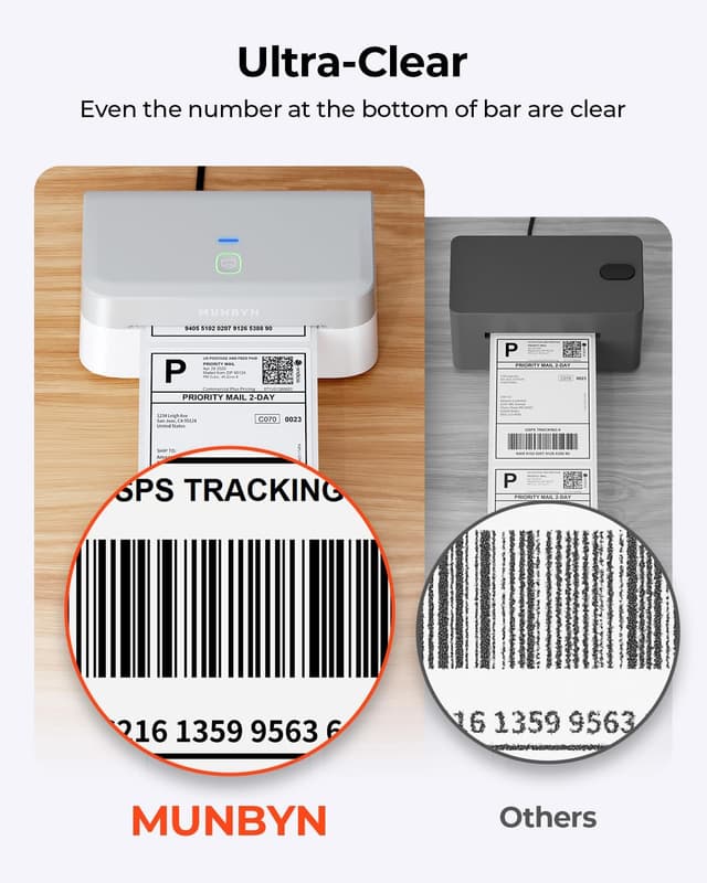 Detalle 2 de MUNBYN RW403B Bluetooth Thermal Label Printer 4.25" 🖨
