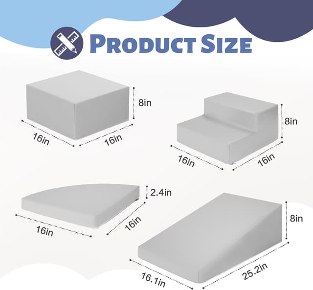 Detalle 2 de TODIBY 6-Piece Soft PU Leather Toddlers Climbing Toys Set (Indoor Climb & Crawl Play Gym)