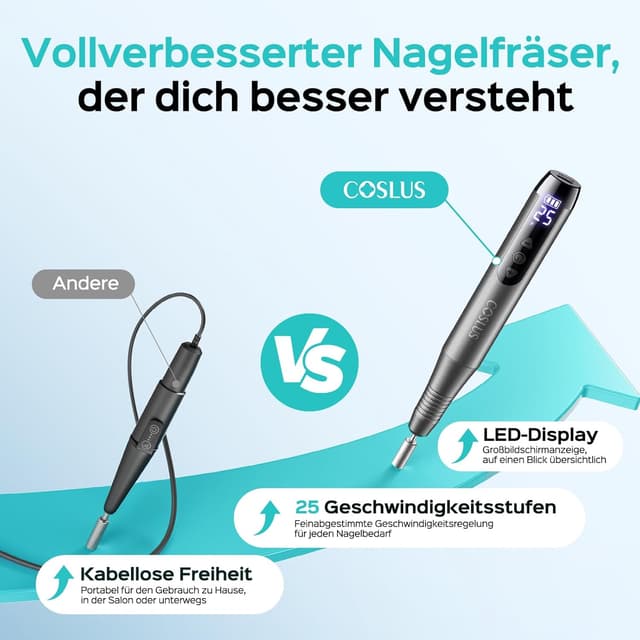 Detalle 2 de COSLUS Kabellos Tragbar Elektrischer Nagelfräser