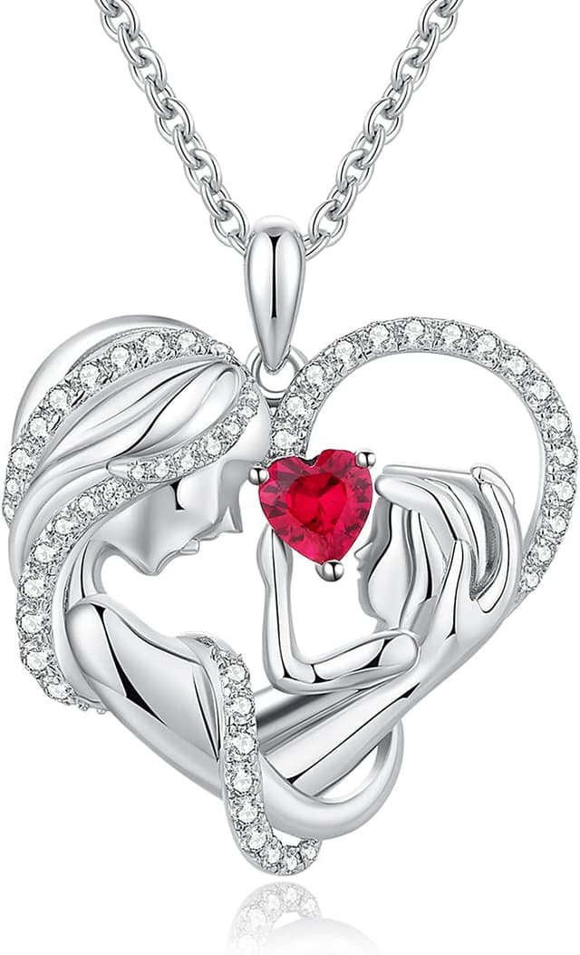 Detalle de Miaofu Halskette Damen „Mutter und Tochter“ mit Herz aus 925 Sterling Silber & 5A Zirkonia, 45–48 cm