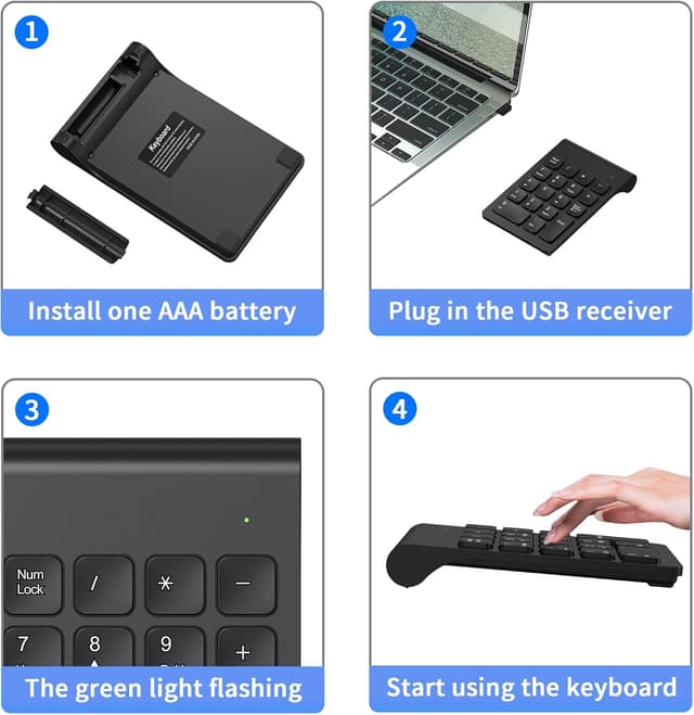 Thumbnail 6 de cimetech Mini tastierino numerico wireless 2.4G con ricevitore USB da 18 tasti per laptop e PC