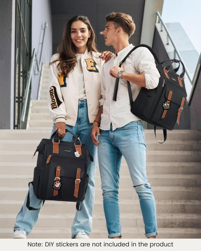 Detalle 2 de LOVEVOOK Women’s Laptop Backpack (up to 17 inch) with Electronics Organiser, water-resistant rucksack bag – Black Brown