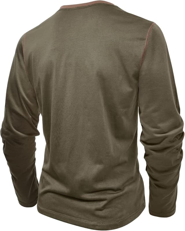 Detalle 1 de Henley Shirt Herren Langarm T-Shirt mit V-Ausschnitt