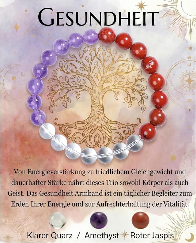 Detalle de Bivei Armband Stärkendes Kristall-Heilungsarmband 8 mm – Dehnbares Perlenarmband für Damen & Herren