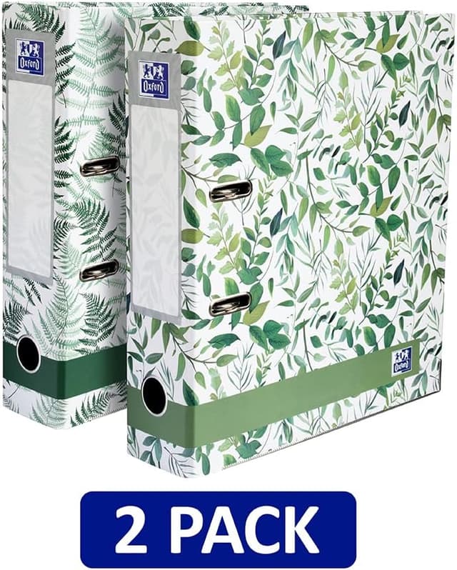 Detalle 2 de Oxford A4 Lever Arch Files with Leaves Pattern – 2 Pack, 70mm Spine (holds up to 560 sheets)