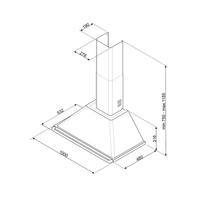 Detalle 2 de Smeg KT100PE campana 100 cm