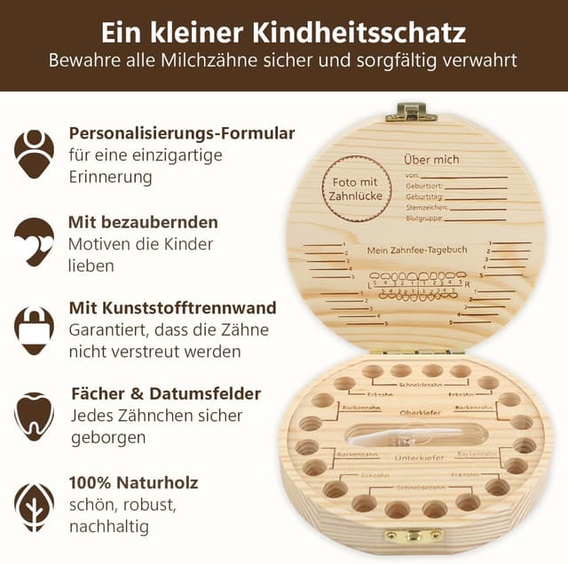 Detalle de Gzxhsy Zahnfee-Geschenkset für Milchzähne (Zahnbox mit 2 Münzen, Lupe & Brief)